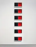 Donald Judd, Untitled (Menziken 88-16), 1988, clear anodized aluminum with green over black and red acrylic sheet