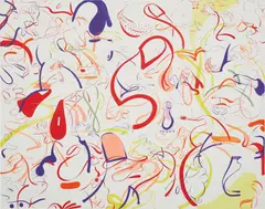 Big Red Shoes by Sue Williams, 1998, oil and acrylic on canvas, sold Nov 2016