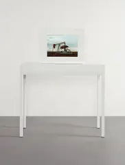 John Gerrard, Animated Scene (Oil Field) 1 (red), 2007, simulation in artist's Corian frame