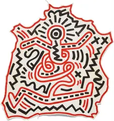 Keith Haring, Untitled, 1983, Sumi ink and acrylic on found hide