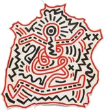 Keith Haring, Untitled, 1983, Sumi ink and acrylic on found hide