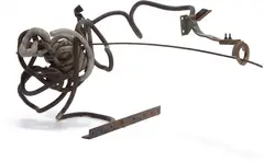 Le Perforateur by Jean Tinguely, 1963, welded iron, painted rubber, nuts, bolts, electric motor (110V), wire and transformer, sold Nov 2016