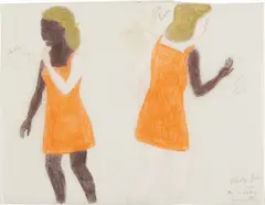 Francis Alÿs, Study for the 2 Sisters, 2000, graphite and colored pencil on tracing paper