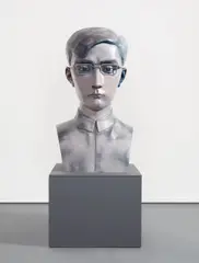 Young Man by Zhang Xiaogang, 2013, hand-painted bronze, on artist's plinth, offered Nov 2016