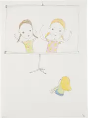 Untitled by Yoshitomo Nara, 1997, ink and colored pencil on paper, sold Nov 2016