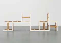 Damián Ortega, Unfolding/Flip Chair, 2005, oil on four wooden chairs