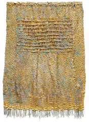 Olga De Amaral, Moon Basket 14, 1988, gesso, acrylic and gold leaf on linen