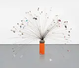 Observatorio oriente (Eastern Observatory) by Orlando Francisco, 2003, beeswax candle, stuffed cloth ball, iron wire and paper clippings, offered Nov 2016