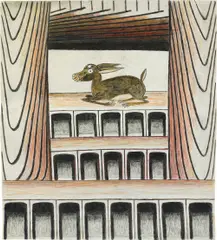 Martín Ramírez, Untitled (Brown Fawn), 1960 - 1963, mixed media on paper