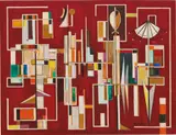 José Mijares, Lo Concreto en rojo, 1954, oil on wood