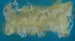 San Miguel Arcángel by Sergio Hernández, 1995, oil and sand on canvas, offered Nov 2016