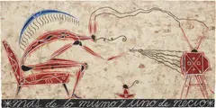 José Bedia Valdés, Más de lo mismo y uno de necio, 2000, ink, conte crayon, white chalk and pastel on amate paper
