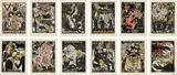 Max Pechstein, Das Vater Unser (The Lord's Prayer), 1921, The complete set of 12 woodcuts from the deluxe edition with extensive hand-coloring, on wove paper, with full margins,
