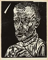 Ein Jünger (A disciple) by Erich Heckel, 1915, Woodcut, on Van Gelder Zonen laid paper (with watermark), with full margins,, sold Apr 2016