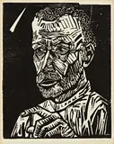 Ein Jünger (A disciple) by Erich Heckel, 1915, Woodcut, on Van Gelder Zonen laid paper (with watermark), with full margins,, sold Apr 2016