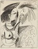 Seigneur et fille (Lord and Girl) by Pablo Picasso, 1959, Lithograph, on wove paper, the full sheet,, sold Apr 2016