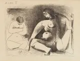 Deux femmes accroupies (Two Seated Women) by Pablo Picasso, 1956, Lithograph, on Arches paper, with full margins (deckle on all sides),, offered Apr 2016
