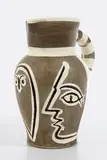 Pablo Picasso, Pichet gravé gris (Grey Engraved Pitcher), 1954, White earthenware turned pitcher, painted in black, white and grey patina, with knife engraving and partial brushed glaze,