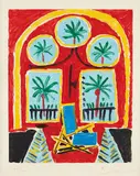 Pablo Picasso, Intérieur rouge avec un transatlantique bleu (Red Interior with Transatlantic Blue), 1959, Etching and aquatint in colors, on Rives BFK paper, with full margins,
