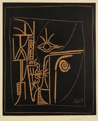 Tête (Head) by Pablo Picasso, 1963, Linocut in colors, on Arches paper, with full margins,, sold Apr 2016