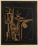 Tête (Head) by Pablo Picasso, 1963, Linocut in colors, on Arches paper, with full margins,, sold Apr 2016
