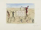 L’Électronique (Electronics), for Hommage à Leonardo da Vinci (American Inventions) by Salvador Dalí, 1975, Drypoint with extensive hand-coloring, on Rives BFK paper, with full margins,, sold Apr 2016