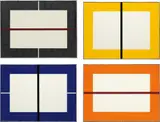 Untitled by Donald Judd, 1993, The complete set of four woodcuts printed in black, orange, yellow and ultramarine blue, on Japanese paper, the full she, sold Apr 2016