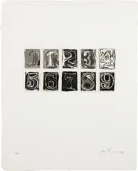 0-9 by Jasper Johns, 1975, Etching with aquatint, on Barcham Green paper, with full margins,, sold Apr 2016