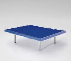 Table Bleue by Yves Klein, 1961, IKB pigment, glass, Plexiglas and chrome-plated metal, sold Apr 2016