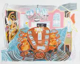 David Hockney, Tyler Dining Room, from Moving Focus series, 1985, Lithograph in colors, on TGL handmade paper, with full margins,
