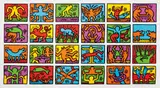 Keith Haring, Retrospect, 1989, Monumental screenprint in colors, on heavy wove paper, with full margins, the colors fresh and bright,