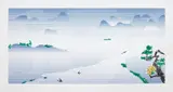 Roy Lichtenstein, Landscape with Boats, 1996, Lithograph and screenprint in colors, on Lanaquarelle watercolor paper, with full margins,