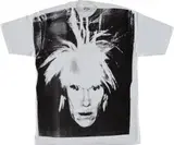Andy Warhol, Self-Portrait with Fright Wig, circa 1986, Screenprint in black, on cotton t-shirt,