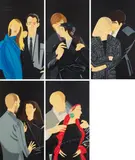 Alex Katz, Pas de Deux, 1993/94, The complete set of five screenprints in colors, on Arches paper, the full sheets,