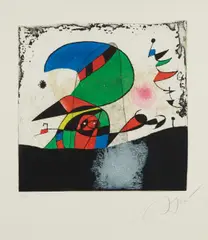 Gaudí IV by Joan Miró, 1979, Etching and aquatint in colors, on Arches paper, with full margins,, sold Apr 2016