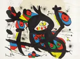 Lithograph for the exhibition Miró at Casino of Knokke-le-Zoute by Joan Miró, 1971, Lithograph in colors, on Arches paper, the full sheet,, sold Apr 2016