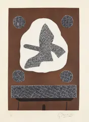 Oiseau de passage by Georges Braque, 1961, Etching and aquatint in colors, on Rives BFK paper, with full margins (deckle on all sides),, sold Apr 2016
