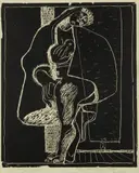 Le Corbusier, ...apparue devant la porte, from Petite Confidences, 1957, Rhodoid gravure, on Rives BFK paper, the full sheet,