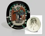 Sylvette by Pablo Picasso, 1955, White earthenware bowl painted in white and black,, sold Apr 2016