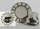 Taureau (Bull) by Pablo Picasso, 1952, White earthenware ash-tray, painted in white and black, with partial brushed glaze,, sold Apr 2016