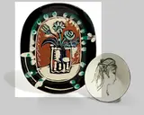 Bouquet (Bunch) by Pablo Picasso, 1955, White earthenware platter painted in colors and glazed,, sold Apr 2016
