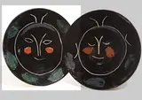 Service visage noir (Black Face Service): plate J by Pablo Picasso, 1948, White earthenware plate painted in colors and glazed,, sold Apr 2016