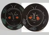 Service visage noir (Black Face Service): plate A by Pablo Picasso, 1948, White earthenware plate painted in colors and glazed,, sold Apr 2016