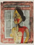 Portrait de Femme (Retrato de Mujer/Woman's Portrait), from Mujeres by Rufino Tamayo, 1969, Lithograph in colors, on Rives BFK paper, with full margins,, sold Apr 2016