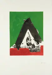 The Basque Suite: Untitled by Robert Motherwell, 1971, Screenprint in colors with embossing, on J.B. Green paper, with full margins,, sold Apr 2016