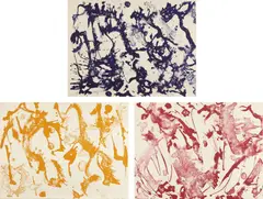 Primary Series by Lee Krasner, 1969, The complete set of three lithographs in colors, on Arches paper, the full sheets,, sold Apr 2016