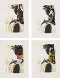 Manolo Valdés, Beatrice: four prints, 2002, Four etchings with unique collage in colors, on wove paper, with full margins,