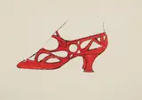 Andy Warhol, Shoe, circa 1955, Offset lithograph with hand-coloring, on wove paper, with full margins,