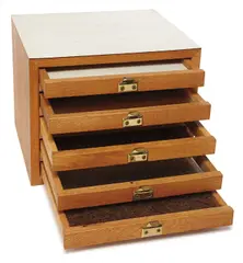 Untitled (Box with drawers) by Richard Artschwager, 1971, Wood box with five drawers, formica, glass, mirror, brass and rubberized horsehair,, offered Apr 2016