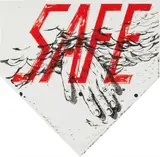 Ed Ruscha and Raymond Pettibon, SAFE, 1999, Lithograph in red and black, on shaped Rives BFK paper, the full sheet,